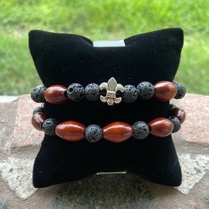 ON SALE / FINAL PRICE set lava wood fleur de lis